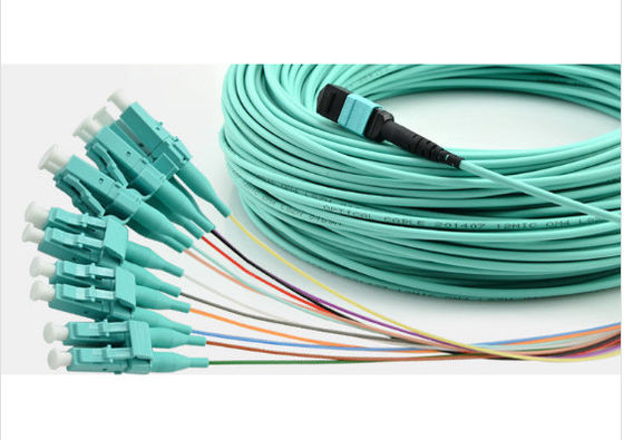 China Multimode 12 Fibers MPO Patch Cord For FTTB Network 850 Nm - 3.5dB / Km Attenuation supplier