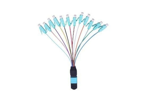 China High Return Loss MPO Patch Cord Female OM3 MPO To LC 0.9mm Length 12 Colors supplier