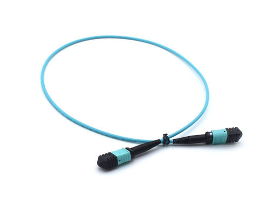 FTTH Telecom MPO Simplex Patch Cord , Blue 8 Core / 12 Core Fiber Optic Cable APC Polishing supplier