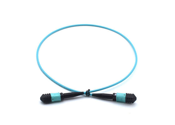 FTTH Telecom MPO Simplex Patch Cord , Blue 8 Core / 12 Core Fiber Optic Cable APC Polishing supplier