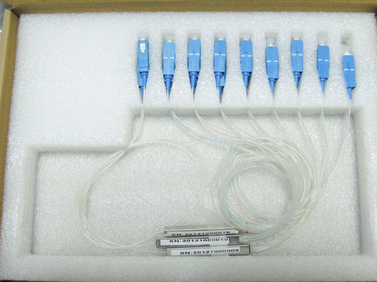 0.9mm Fiber Optic Cable Splitter For FTTX / PON Networks , 1 × 8 PLC Fiber Splitter supplier